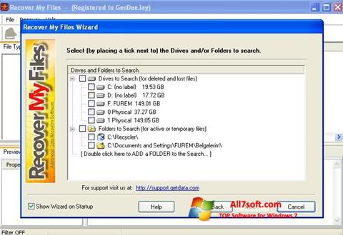 Снимак заслона Recover My Files Windows 7