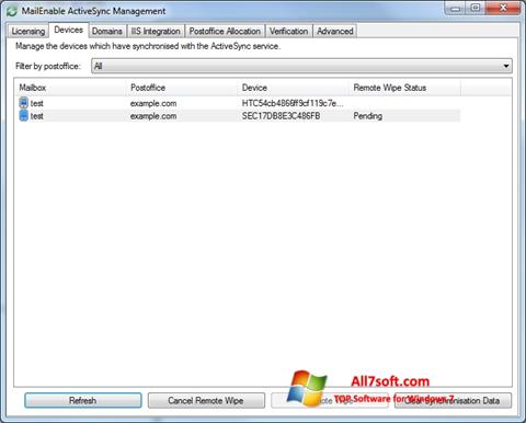 Снимак заслона Microsoft ActiveSync Windows 7