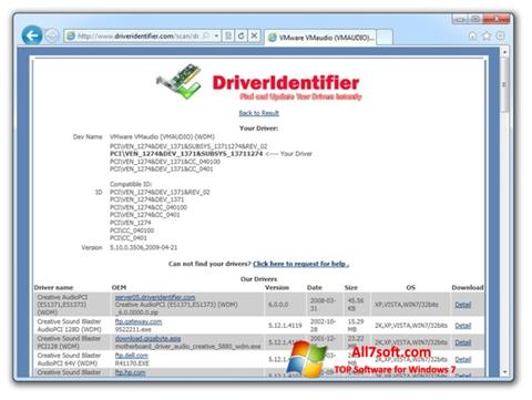 Снимак заслона Driver Identifier Windows 7