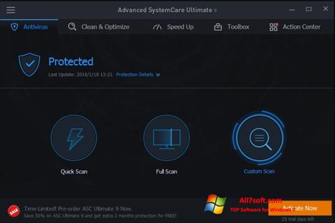 Снимак заслона Advanced SystemCare Windows 7