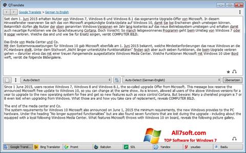 Снимак заслона QTranslate Windows 7