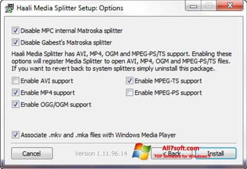 Снимак заслона Haali Media Splitter Windows 7
