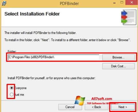 Снимак заслона PDFBinder Windows 7