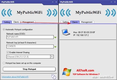 Снимак заслона MyPublicWiFi Windows 7