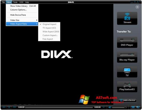 Снимак заслона DivX Player Windows 7