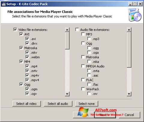 Снимак заслона K-Lite Codec Pack Windows 7