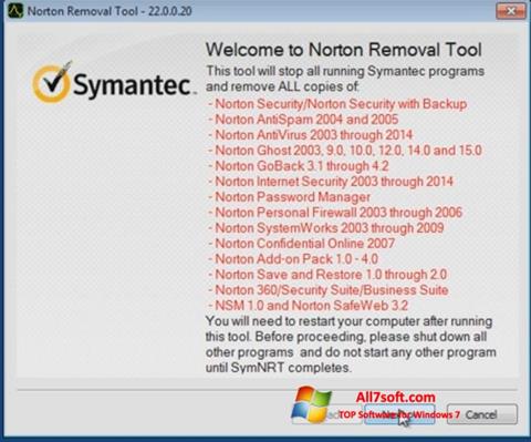 Снимак заслона Norton Removal Tool Windows 7