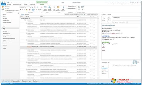 Снимак заслона Microsoft Outlook Windows 7