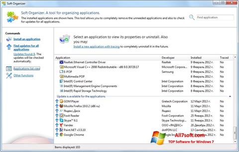 Снимак заслона Soft Organizer Windows 7