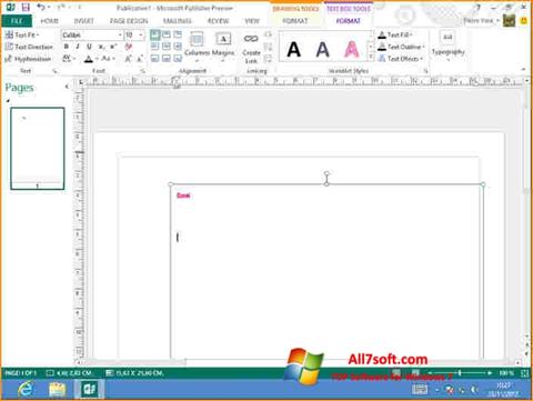 Снимак заслона Microsoft Publisher Windows 7