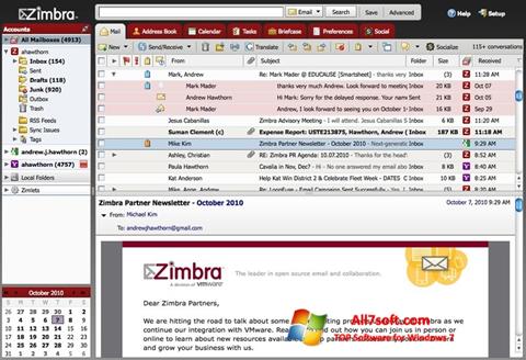 Снимак заслона Zimbra Desktop Windows 7