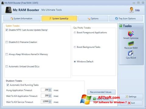 Снимак заслона Mz RAM Booster Windows 7