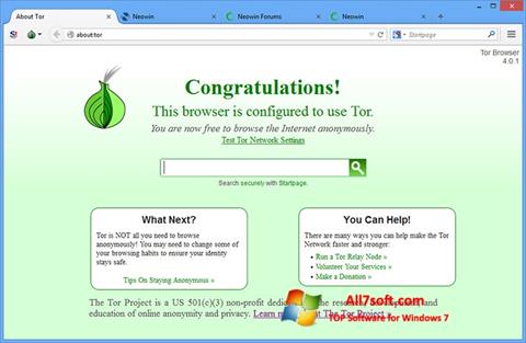 Снимак заслона Tor Windows 7