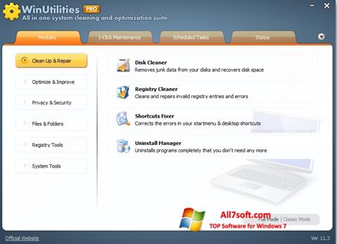 Снимак заслона WinUtilities Memory Optimizer Windows 7