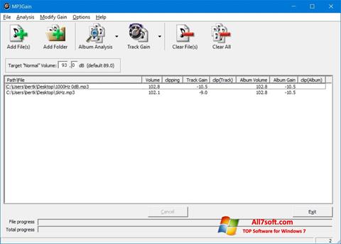 Снимак заслона MP3Gain Windows 7