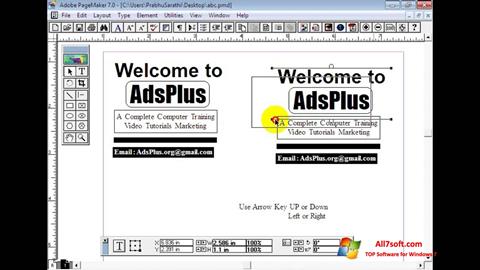 Снимак заслона Adobe PageMaker Windows 7