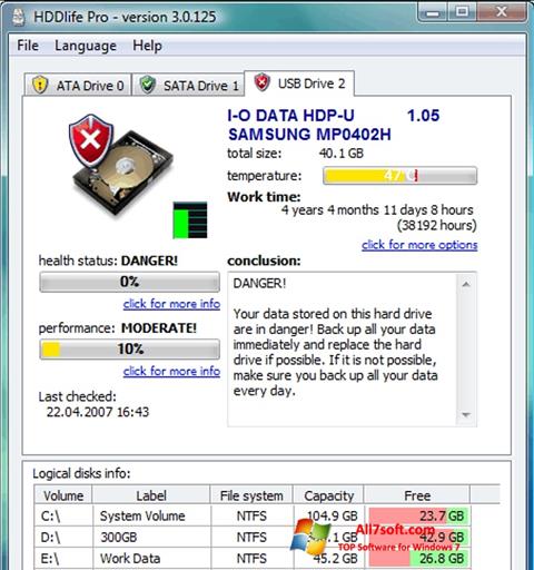 Снимак заслона HDDlife Windows 7