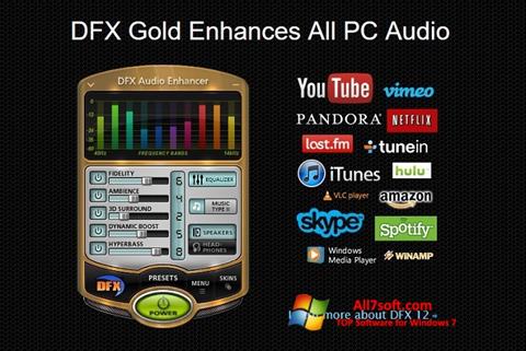 Снимак заслона DFX Audio Enhancer Windows 7
