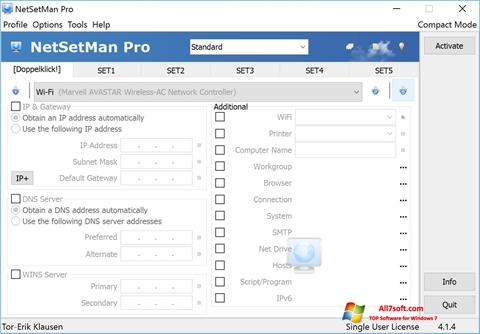 Снимак заслона NetSetMan Windows 7
