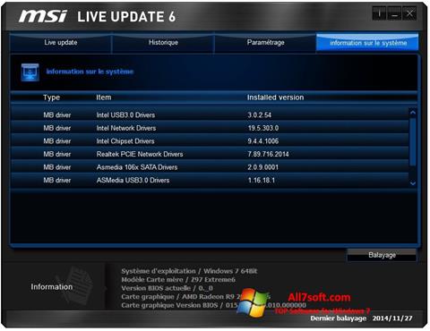 Снимак заслона MSI Live Update Windows 7
