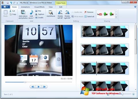 Снимак заслона Windows Live Movie Maker Windows 7