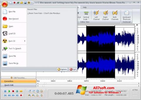 Снимак заслона Free Audio Editor Windows 7