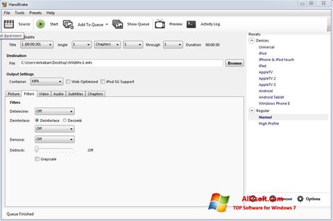 Снимак заслона HandBrake Windows 7