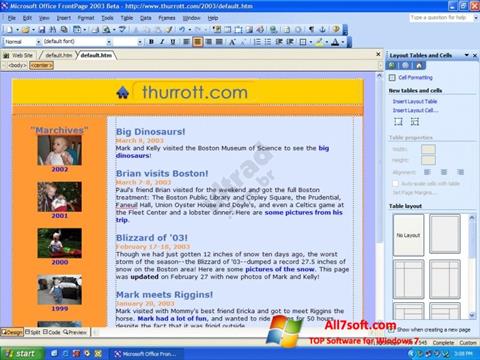 Снимак заслона Microsoft FrontPage Windows 7