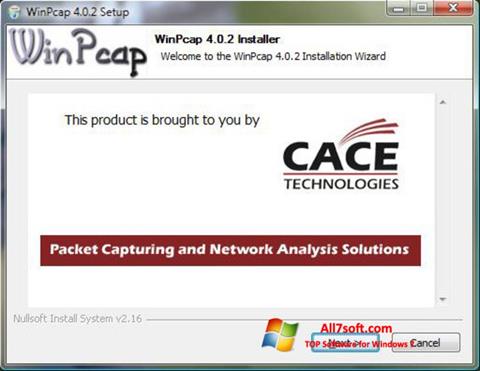Снимак заслона WinPcap Windows 7