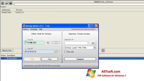 Снимак заслона Ammyy Admin Windows 7