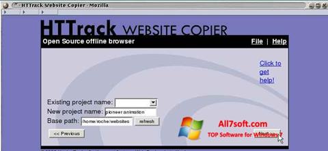 Снимак заслона HTTrack Website Copier Windows 7