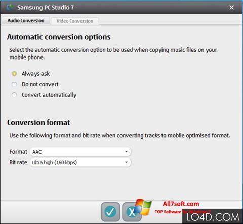 Снимак заслона Samsung PC Studio Windows 7