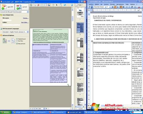 Снимак заслона ABBYY PDF Transformer Windows 7