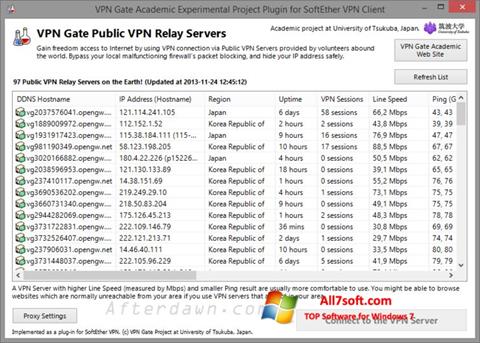 Снимак заслона VPN Gate Windows 7