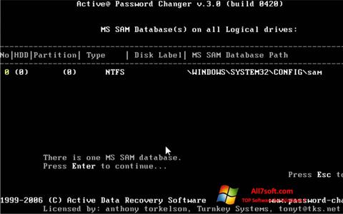 Снимак заслона Active Password Changer Windows 7