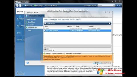 Снимак заслона Seagate DiscWizard Windows 7