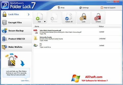 Снимак заслона Folder Lock Windows 7