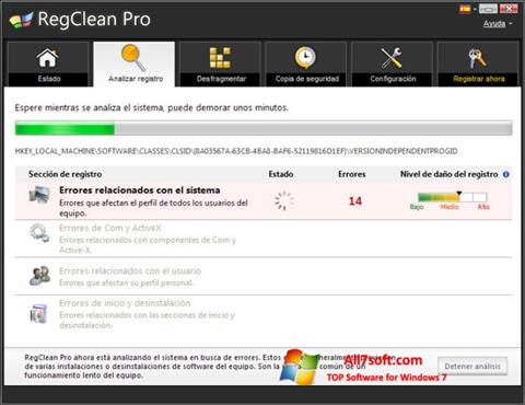 Снимак заслона RegClean Pro Windows 7