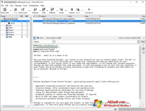 Снимак заслона Claws Mail Windows 7