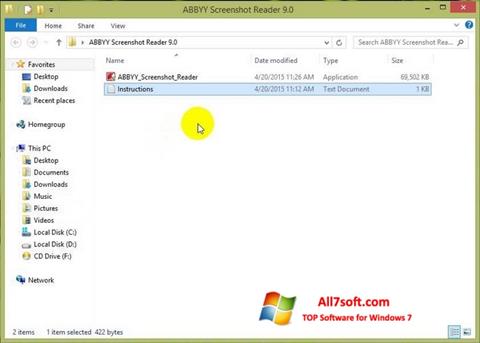 Снимак заслона ABBYY Screenshot Reader Windows 7