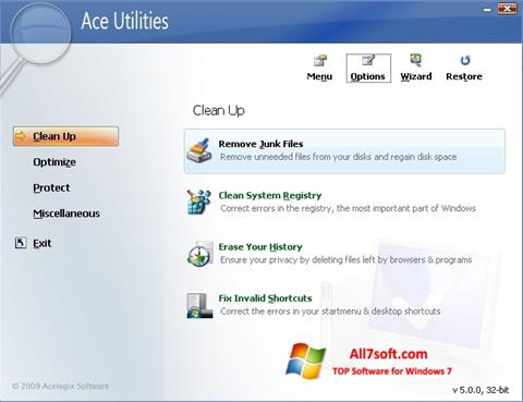 Снимак заслона Ace Utilities Windows 7
