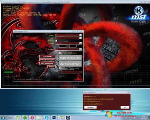 Снимак заслона MSI Kombustor Windows 7