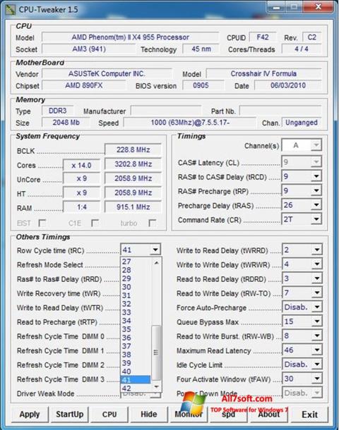 Снимак заслона CPU-Tweaker Windows 7