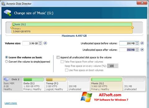 Снимак заслона Acronis Disk Director Windows 7
