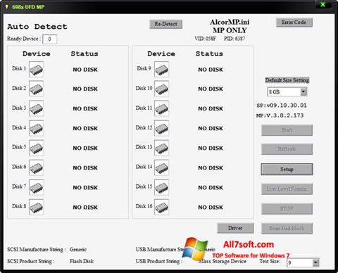 Снимак заслона AlcorMP Windows 7