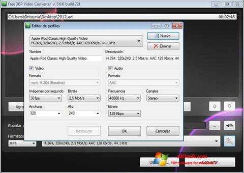 Снимак заслона Free MP4 Video Converter Windows 7