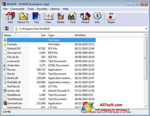 Снимак заслона WinRAR Windows 7