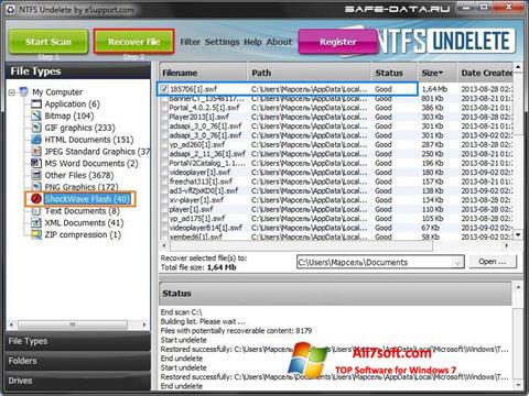 Снимак заслона NTFS Undelete Windows 7