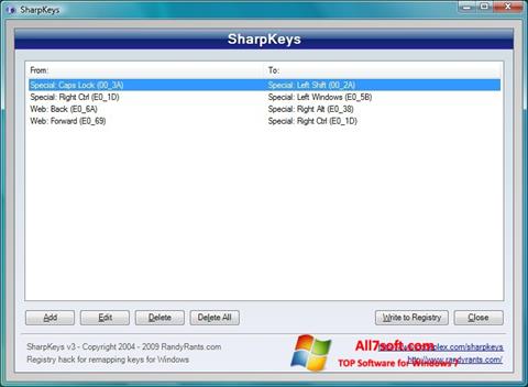 Снимак заслона SharpKeys Windows 7