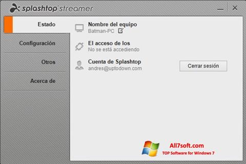 Снимак заслона Splashtop Streamer Windows 7